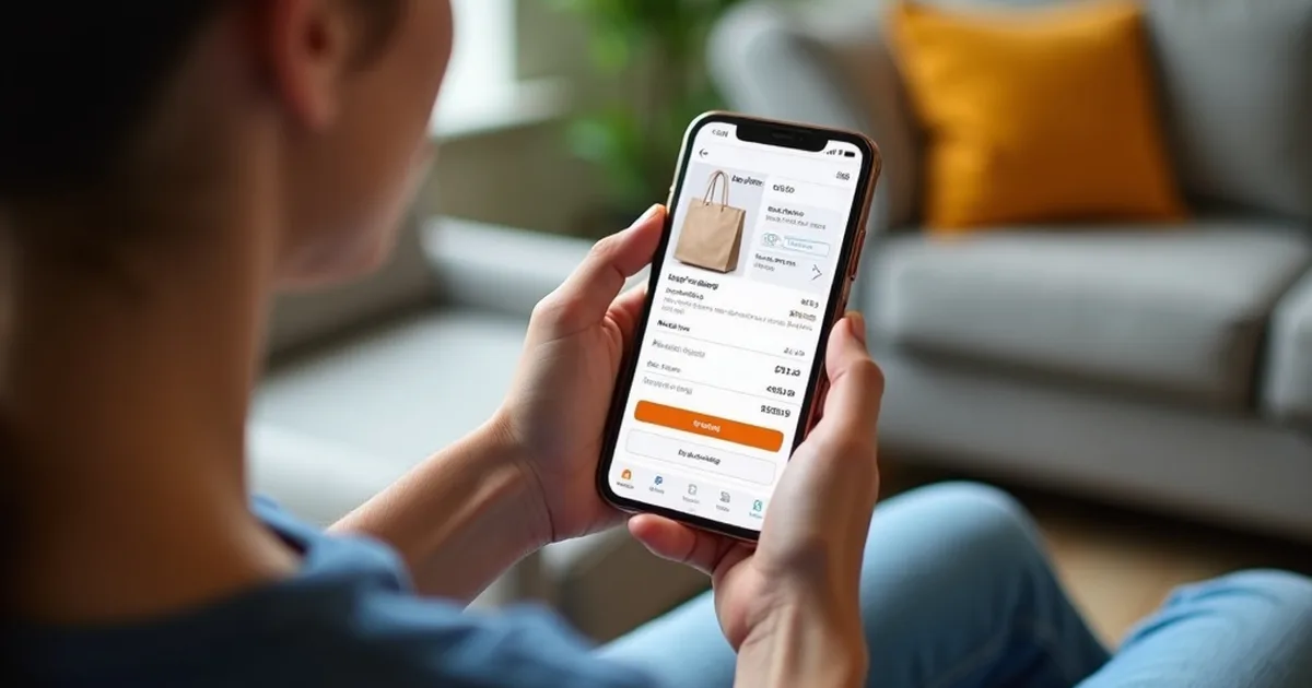 Client effectuant un achat en ligne sur mobile pendant le tunnel d'achat